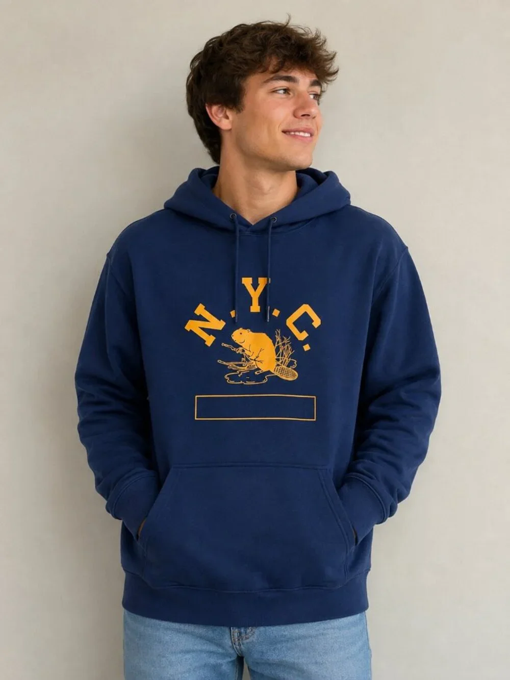 J. Crew Heavyweight NYC Beaver Hoodie In Porter Blue, Size L